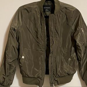 Forever 21 dark green cropped bomber jacket